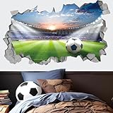 KAIRNE 3D Fußball Wandtattoo,Fussball Stadion Wandsticker,Wandtattoo für Kinderzimmer Junge 85x55CM Sport Wandaufkleber Fussball Wandbild für Schlafzimmer Wohnzimmer Deko