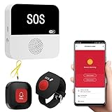 Notrufknopf für Senioren, Senioren Notruf, WiFi Smart Notrufklingel Alert System, 1*SOS Notrufknopf, 1*Empfänger, 1*Senioren Notruf Armband, Hausnotruf für ältere Patienten, Behinderte, Kinder