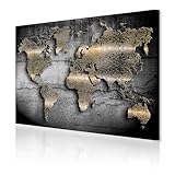 decomonkey Bilder Weltkarte 120x80 cm 1 Teilig Leinwandbilder Bild auf Leinwand Vlies Wandbild Kunstdruck Wanddeko Wand Wohnzimmer Wanddekoration Deko Abstrakt Landkarte