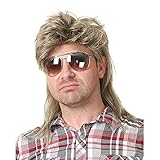 Männer Blonde Vokuhila 80er Mullet Perücke Herren Lang Synthetische Haare Cosplay Halloween Kostüm Party Beweig