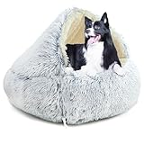 YAGE Hundebett 80 cm, Kapuze mit Stützen – flauschiges, beruhigendes Haustierbett, geeignet für Haustiere unter 20 kg, mit abnehmbarem, waschbarem Bezug, luxuriöses, superweiches Haustier-Höhlenbett,