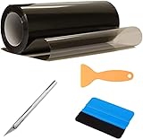 AzulLanse 300cm*30cm Scheinwerfer-Folie,Autofolie Schwarz Folie,Hellschwarze Scheinwerfer Folie,Wasserdicht Auto Scheinwerfer Folie,Nebelscheinwerfer,2 Schaber,1 Tranchiermesser (Schwarz)