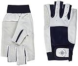 BluePort Erwachsene (Unisex) Segelhandschuhe aus Leder-5 Finger frei M, Weiß, M