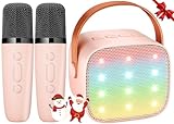 Karaoke Maschine Kinder Ankuka Karaoke Maschine für Kinder Erwachsene Karaoke Anlage mit 2 Mikrofonen mit Stimmenverzerrer, Partys, Geburtstage und Weihnachten (Rosa)