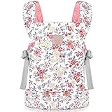 GAGAKU Puppentrage Kinder Tragetuch Baby Puppenzubehör Puppenwagen Puppen Tragetaschen ab 3 Jahre 100% Baumwolle - Pink Wachsblumen