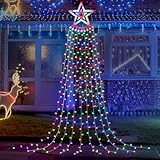 Banaone Weihnachtsbeleuchtung Außen - 350Leds, 3.5M, 9 Stränge, 8 Modi Lichtervorhang - Christbaumbeleuchtung, Lichterbaum Aussen für Garten Party, Wasserdicht, Mehrfarbig