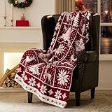 R.SHARE Weihnachtsdecke Kuscheldecke Flauschig Weihnachts Decke Warm Winter Weich Sofadecke Weihnachten Sofaüberwurf Wohndecke Couchdecke Für Bett Sofa,125 x 150 cm,Rot