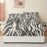 Spannbettlaken 120x200cm Zebrastreifen Spannbetttuch Tierdrucke Bettlaken Boxspringbett mit Gummizug Spannbettuch Mikrofaser für Matratzen von 30 cm Mit 2 Kissenbezüge 80x80 cm