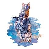 Holzpuzzle für Erwachsene, Katze Tiger Holzpuzzle, Tierisches Holzpuzzle, Exquisite Geschenkverpackung, Familienspiel-Geburtstagsgeschenk für Erwachsene und Kinder (L-34 * 27.4cm-175 Stück)