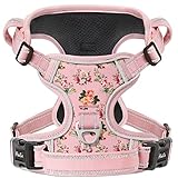 HEELE No-Pull Hundegeschirr, Brustgeschirr für Mittelgroße Hunde, Weich Atmungsaktiv Einstellbar Reflektierend Hundegeschirr Anti Zug mit Gepolstert Griff, Pink, S