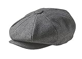 Peaky Blinders Tellermütze, „Newsboy“-Stil, Wolle, 8 Stoffstücke Gr. Large (59 cm), Grau (Nadelstreifen)