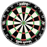 KOTO King Royal Kork Dartscheibe, SteelDartscheibe Offizielles Turniermaß aus hochwertigen A-Klasse Sisal Bristles, Profi Dartboard, extra dünne Drahtränder