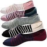 Damen Unsichtbare Sneaker Socken Damen Füßlinge aus Baumwolle Frauen kurze Socken mit Rutschfestem Silikon, 5 Paare