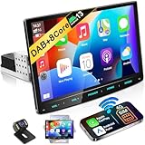 URVOLAX Android 13 Autoradio mit Bildschirm, 10.1 Zoll Wireless CarPlay Apple Android Auto Navi DAB+ 1 Din Radio Bluetooth car Play Touch Display Monitor 8 Core 32G WiFi 4G GPS rückfahrkamera