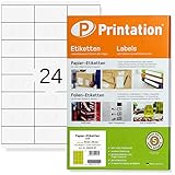 Printation Universal Etiketten 70 x 35 mm - 2400 Adressetiketten selbstklebend 70x35 blanko weiß bedruckbar - 100 DIN A4 Bogen zu 3x8 Klebeetiketten/Adressaufkleber - Internetmarke 4429 3422 LA130