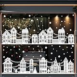 DIYDEC 10 Blätte Weihnachten Fensteraufkleber, Fensterbilder Winter Haus Weihnachtsdeko Selbstklebend Weihnachtsfensterbilder für Xmas Winter Hause Weihnachtsdeko