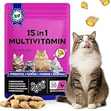 Multivitamin-Kautabletten für Katzen, 15-in-1-Multivitamin für Katzen und Kätzchen, Unterstützung für Knochen, Gelenke, Haut und Fell, Vitamine und Nahrungsergänzungsmittel für Katzen – 100 g