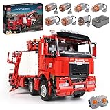 Mould King 17027 Technik Feuerwehrauto LKW, 4883 Teile 2.4 G Fernbedienung und App Dual Control Mobile Truck, Technik Groß Kran LKW Klemmbausteine Bausätze Spielzeug für 8+ Jahre