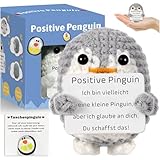 Mini Positive Penguin Geschenk, Lustiger Pocket Hug Pinguine Süßes Gestricktes Pinguin Spielzeug mit Positiver Karte Glücksbringer Häkelpuppe für Kinder Jubelndes Aufmunterung Geschenke Dekoration