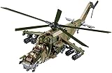 Militär Hubschrauber Bausteine Bausatz, Militär Gunship Klemmbausteine Modell Set, Bausteine Waffen Bauset für Erwachsene Kinder (MI-24S)