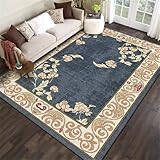 Xiaosua Büro Bodenmatte200x300CM Baby Teppich Mädchen jugendzimmer Jungen Vintage-Blumenteppich blau großer minimalistisches Design Schlafzimmer groß