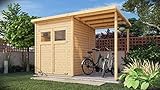 Alpholz Gerätehaus Mollie Plus aus Fichten-Holz, Gartenhaus mit 14 mm Wandstärke, Holzhaus inklusive Montagematerial, Geräteschuppen 335 x 199 cm, Pultdach mit Anbau, Schleppdach