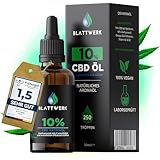 CBD Öl 10% - Vollspektrum Extrakt CBD Tropfen - Deutsche Qualitätsmarke - Cannabidiol Tropfen - Echtes Cannabisöl - Deine natürliche Alternative - 10ml - 250 Hanföl Tropfen - 1000mg CBD - BLATTWERK