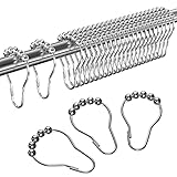 Gvolatee 24 Stück Duschvorhang Haken, Duschvorhangringe Edelstahl Rostfrei, Aufhängeringe mit Gleitsystem, Leicht Gleitende Duschvorhanghaken, Duschringe für Duschvorhangstange, Kleiderstange (Silber)