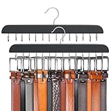 Greyoe Krawattenhalter Pack of 2, Gürtelhalter Kleiderschrank, Schalbügel, Hanging Bag Rack Multifunktionale Gürtel Krawatte Sling Hook Organizer für Krawatten, Schals, Tücher, Schwarz- 14 Hook