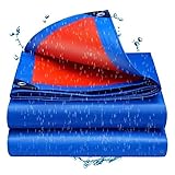 Gruytoie PVC Plane 6x8m, Wasserdicht Abdeckplane mit Ösen, Schutzplane, Gewebeplane, reißfest und UV-beständig, für Boot, Pool, Wohnwagen