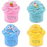 Bretohay Butter Slime Set - 4 Pack Fluffy Butter Slime, DIY Slime Kit for Kids Party Favour, Soft and Stretchy Poopsie Slime Surprise, Stress Relief Putty Toys for Girls and Boys