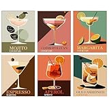 Bukbas 6 Stück Malen Nach Zahlen Erwachsene, DIY Malen nach Zahlen Cocktail, Handgemaltes Ölgemälde-Set Pinseln und Acrylfarben für Erwachsene und Anfänger für Home Decor, 20x30cm Ohne Rahmen