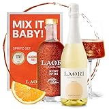 Laori Glitzer-Bundle alkoholfrei | 750 ml Sparkling White (Alkoholfreier Sekt) | 500 ml Glitzer Spritz (Alkoholfreier Aperitif mit Glitzer) | Perfekt für Spritz | Geschmack von Orange+Grapefruit