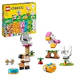 LEGO Classic Kreative Tiere, Box mit bunten Steinen, Baue Spielzeug-Tierfiguren aus Bausteinen wie Hund, Katze, Hase, Hamster und Vogel, Konstruktionsspielzeug für Jungs und Mädchen ab 5 Jahren 11034