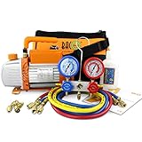 BACOENG Vakuumpumpe mit Manifold Gauge Set für HVAC/Auto AC Kältemittelaufladung, Ideal für R407C R22 R134a R410A