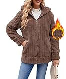 Yeenily Damen Mantel Plüschjacke Langarm Warm Cardigan Kapuzenjacke Oversize Wintermantel Hoodie Jacke Mode Oberteile S-XXL(Khaki,M)