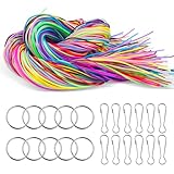 Tekenewbse 200 Stück Scooby DOO Bänder, Scoubidou Bänder, Bänder für Armbänder, Faden Scoubidou, Flechtschnüre, Flechten mit Keychain Und Haken, zum Basteln Armbänder, Halskett, Schlüsselanhänger