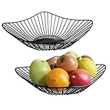 WELDUN 2er Metall Obstschale, Obstkorb für Küchen, Tisch, moderne minimalistische Home Decor Körbe für Obst Gemüse Snack Lagerung