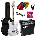 ELEKTROGITARRE WEIß - E-GITARRE - IM SET MIT 20WATT VERSTÄRKER - TASCHE - BAND - SAITEN - 3xPIK ST5 white