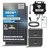 Solar-Hook® 880W/800W Balkonkraftwerk mit 2x Solarspeicher Komplett Set Steckerfertig Growatt NEO 800W WIFI Wechselrichter Balkon Solaranlage und Photovoltaik Anlage