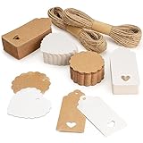 Geschenkanhänger Kraftpapier,200 Stück Etiketten Kraftpapier Natural Craft Card mit 30 Meter Jute Schnur für Handmade,Geschenkdeko,Hochzeit Geschenk Weihnachten