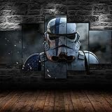 GSDFSD 5 Teilig Art Bilder Wandbild Leinwand Sturmtruppler Star Wars Movie Format Wohnzimmer Wohnung Wanddekoration Design Wand Bild Kunstdrucke Abstrakt Bilder Fertig Aufhängen