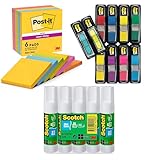 Post-it Super Sticky Notes Carnival 6 Blöcke + Post-it Index Flags 10 Blöcke bunt + Scotch Klebestift 5 Sticks – Haftnotizen, Marker & Kleber für Schule, Büro & Zuhause