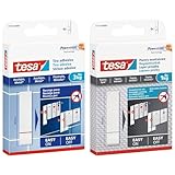 tesa Powerstrips Klebestreifen für Fliesen und Metall 3 kg & Powerstrips Tapete&Putz - doppelseitige Klebestreifen für Tapete und Gips