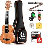 Donner Konzert Ukulele Set 23 Zoll Ukulele Starter Kit Anfänger Hawaii Gitarre Mahagoni mit Nylon Saiten