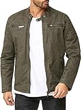 Redbridge Robuste Bikerjacke mit Reißverschluss und Stehkragen – Lässige Übergangsjacke Dunkelkhaki L