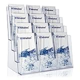 Taymar Prospektständer Tribüne für DIN A4, A5, DIN lang, DL, A6 Flyer, flexibler, transparenter Tischprospektständer als standfester Aufsteller, Flyerständer mit 4 Etagen, optional als Wand-Prospekthalter