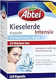 Abtei Kieselerde Intensiv - Zur Vorbeugung von brüchigen Haaren und Nägeln - Mit Silicium - reines Naturprodukt - hochdosiert, glutenfrei, laktosefrei - 210 Kapseln