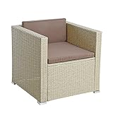 ESTEXO Polyrattan Gartensessel Loungesessel Rattan Lounge Sessel Gartenstuhl Stuhl (Beige)