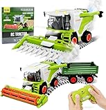 RC Mähdrescher Spielzeug Ferngesteuerter Mähdrescher, RC Harvester Traktor Groß mit Sprühen, Licht und Ton, 2.4 Ghz, 1:24, Maishäcksler Party Geschenke für Kinder ab 3 4 5 6 Jahre